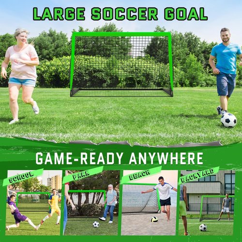 KTRIO Portable 6x4 Ft Soccer Goal - Large Foldable Net with Carry Bag for Kids & Teens Sports