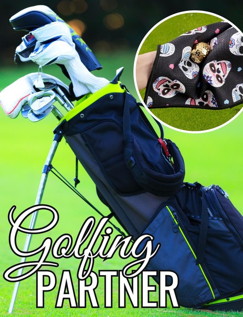 CybGene Sugar Skull Gifts Golf Towel, Sugar Skull Golf Gifts, 40 x 60cm Microfiber Golf Towel for Golf Bags for Birthday, Christmas