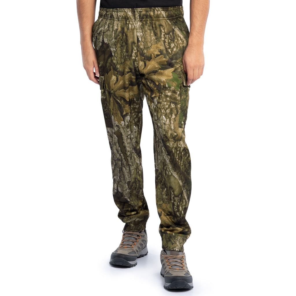 Realtree Men's Workwear Tapered Cargo Fleece Sweatpants, Realtree APX, Large