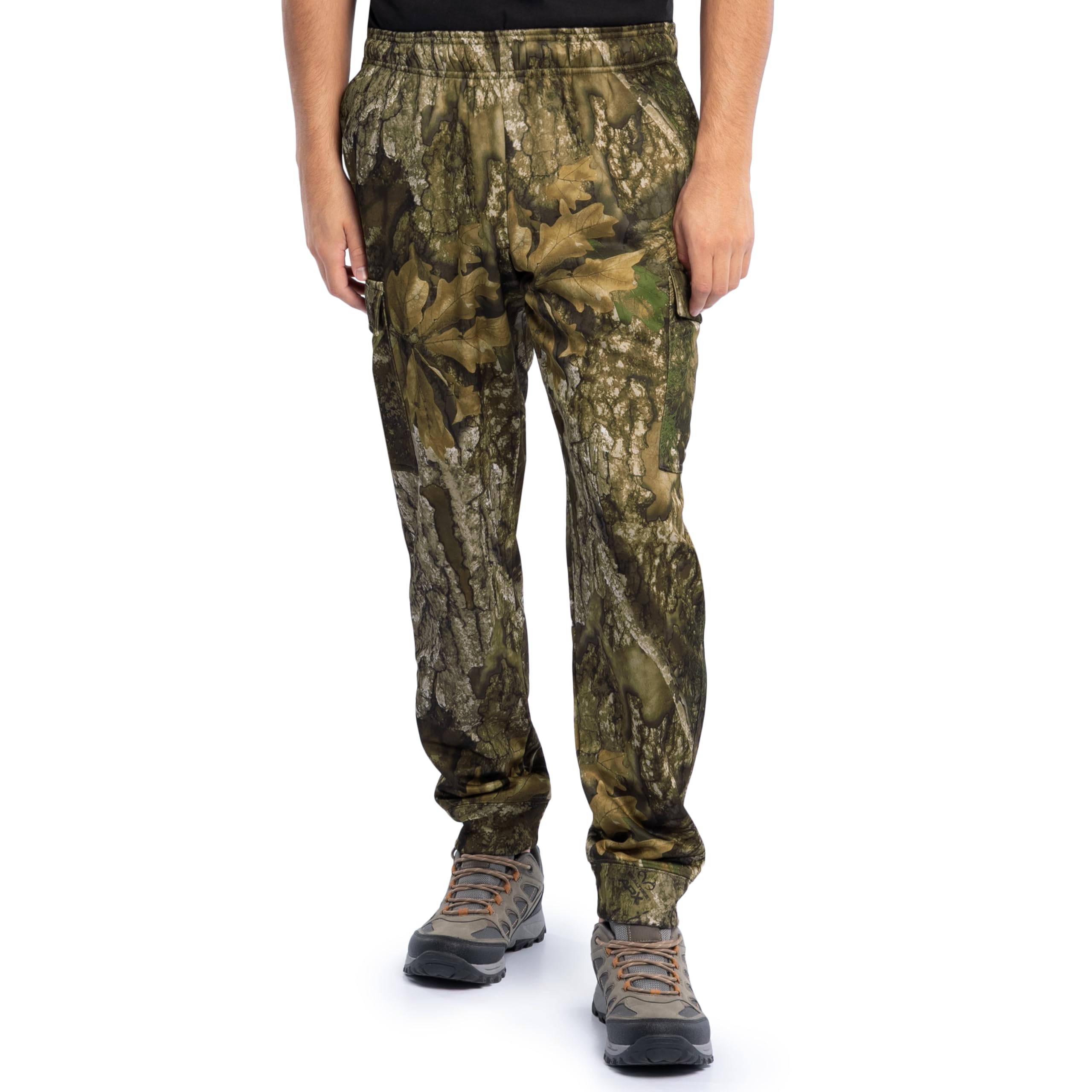 Realtree Men's Workwear Tapered Cargo Fleece Sweatpants, Realtree APX, Large