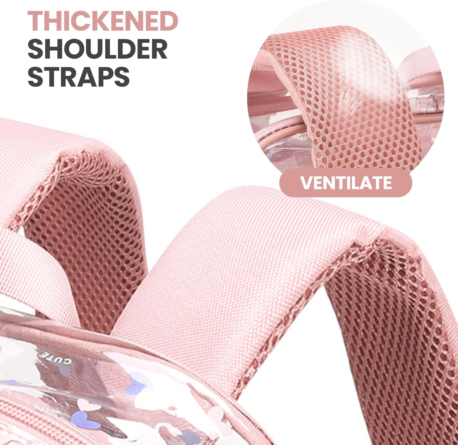 Skiennix Heavy-Duty Clear Backpack - Durable See-Through Bookbag in Pink | Ideal for School