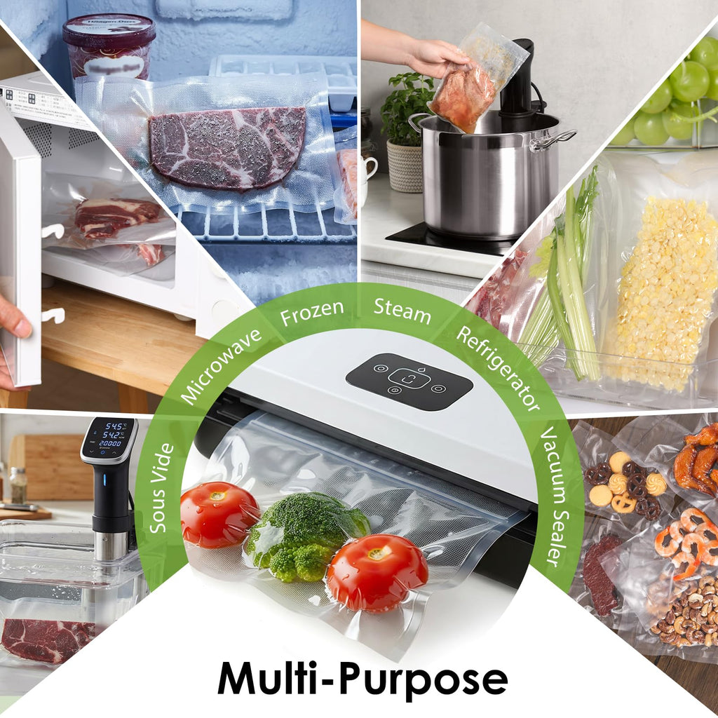 Moretoes 300pcs Vacuum Sealer Bags, 100 Gallon 11" x 16" and 100 Quart 8" x 12" and 100 Pint 6" x 10", BPA Free, Pre-cut Commercial Grade Vac Seal Meal Bags for Food Saver Storage, Meal Prep