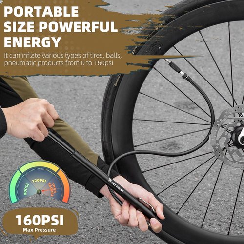 CYCLESPEED Mini Bike Pump Portable Bicycle Pump, Aluminum Alloy 160PSI Floor Bike Pump Fits Presta And Schrader Valves, Lightweight Air Bike Tyre Pump for Road Mountain Bike Balls
