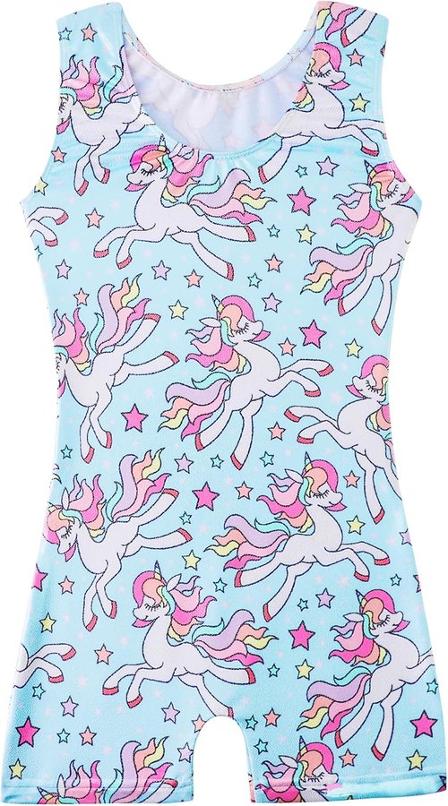 HOZIY Gymnastics Leotards for Girls - Sparkle Unicorn & Leopard Biketard Outfits, Sizes for Toddlers & Kids