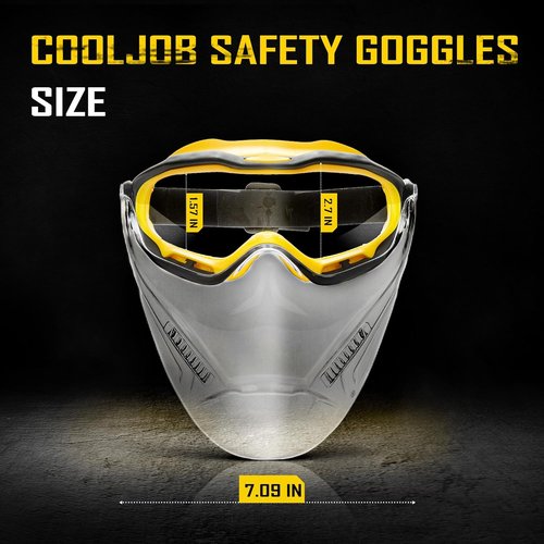 COOLJOB Safety Goggles - Over Glasses Design with Anti-Fog Clear Lens | ANSI Z87.1 Impact Resistant