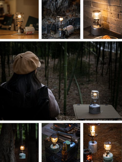 CAMPINGMOON Mini Gas Camping Lantern with Hanging Chain & Hard Case – 80W Equivalent Brightness, Adjustable Dial, Outdoor Portable Butane Lamp for Hiking, Backpacking, Emergency, Tent Lighting T-4