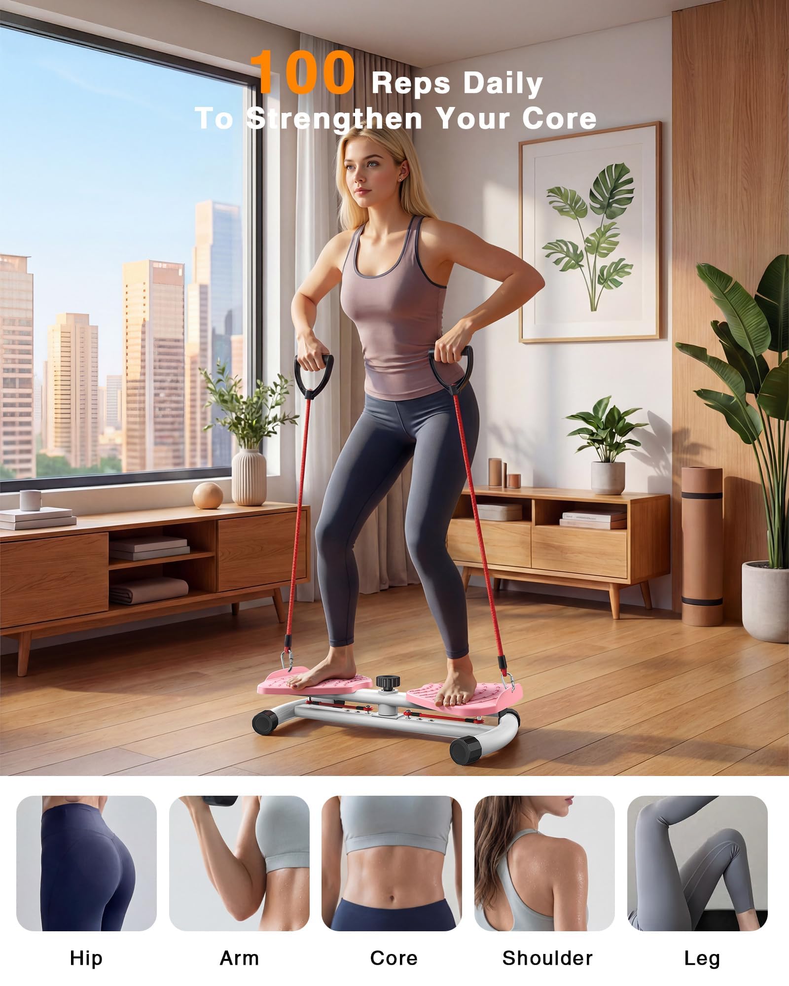Waist Twister Machine Exercise, 326 lbs Ab Twister Board for Exercise, Waist Twister for Home Gym, Balance Training & Fat Burning, Noiseless Workout Equipment for Women & Men - Twist Exercise Machine