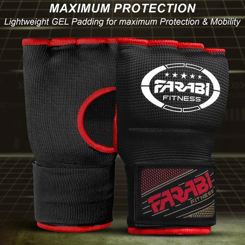 Farabi Quick Wraps Gloves - Gel Padded MMA Boxing Hand Wraps for Adults | 80cm Wrist Support Pair