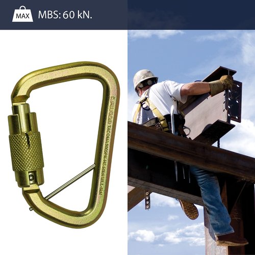 Triple Locking Carabiner 60KN- Fusion Climb® Tacoma- Professional Rock Climbing Carabiner- Heavy Duty Steel- Auto Locking Carabiner for Climbing, Rappelling, D Shaped, Captive Pin- UIAA ANSI Compliant