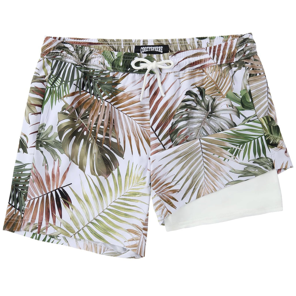 CoozySphere Mens Swim Trunks with Compression Liner 5 Inch Short Stretch Mens Bathing Suit Quick Dry Swimming Trunks Swimsuit M