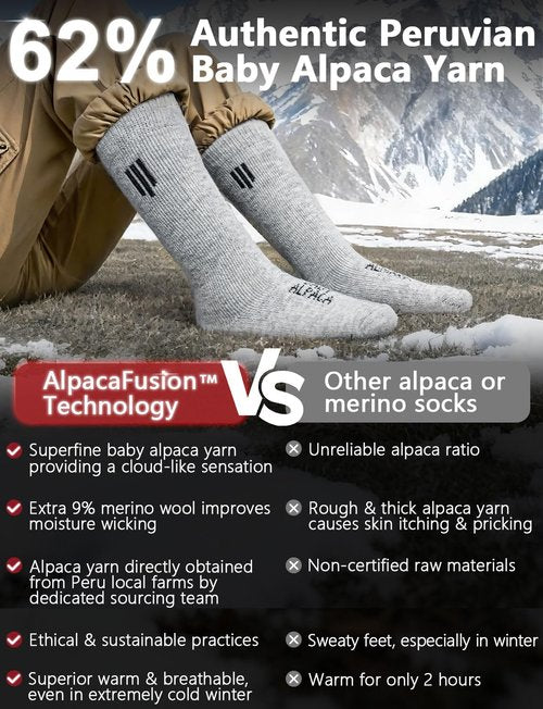Juclise Alpaca Boot Socks for Men and Women, Moisture Wicking, Temperature Regulating, Hiking, Running(Pebble Grey XL)