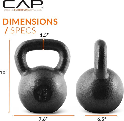 CAP Barbell Cast Iron Kettlebell - Durable Coated Finish | Available in Multiple Weights and Sets