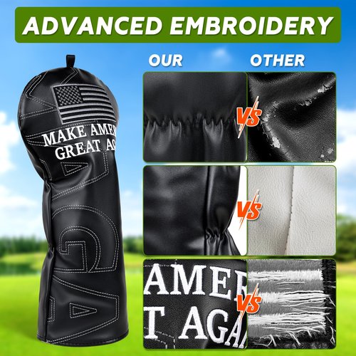 Driver Headcover, American Flag Golf Club Covers, MAGA Style Funny Golf Head Covers - Trump Golf Accessories & Gifts for Men and Women