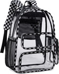 CAMTOP Clear Backpack - Heavy Duty Transparent Book Bag for School, Work & Travel | Check Design