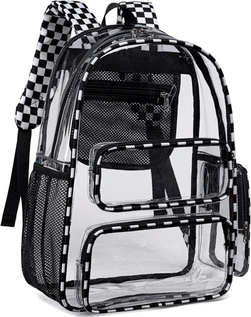 CAMTOP Clear Backpack - Heavy Duty Transparent Book Bag for School, Work & Travel | Check Design