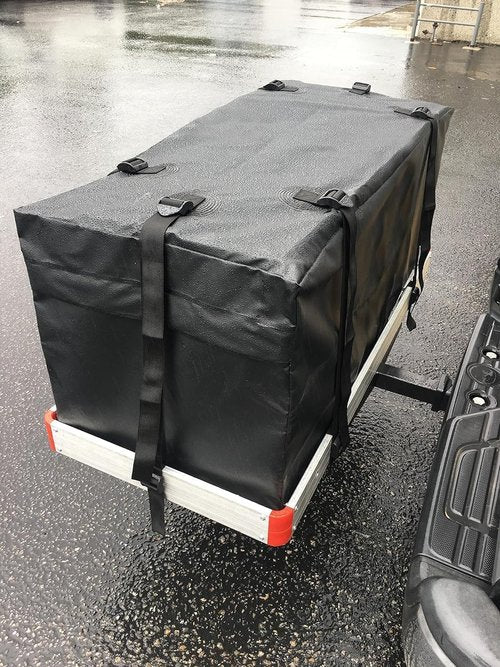 MaxxHaul 50912 Soft Shell Cargo Carrier Bag - Heavy Duty, Water Resistant, 47" x 20" x 20", Black with Tie Down Straps