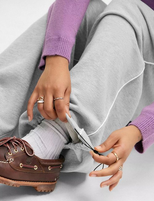 HeSaYep Women's Wide Leg Sweatpants Y2k Interior Drawstring Baggy Joggers Dancer Pants Streetwear with Pockets, Grey M
