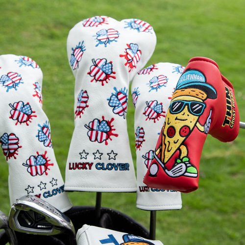 Golf Blade Putter Cover, Pizza Style Elegant Embroidery Premium Leather Blade Putter Headcover Putter Head Covers for Scotty Cameron Ping Taylormade Odyssey