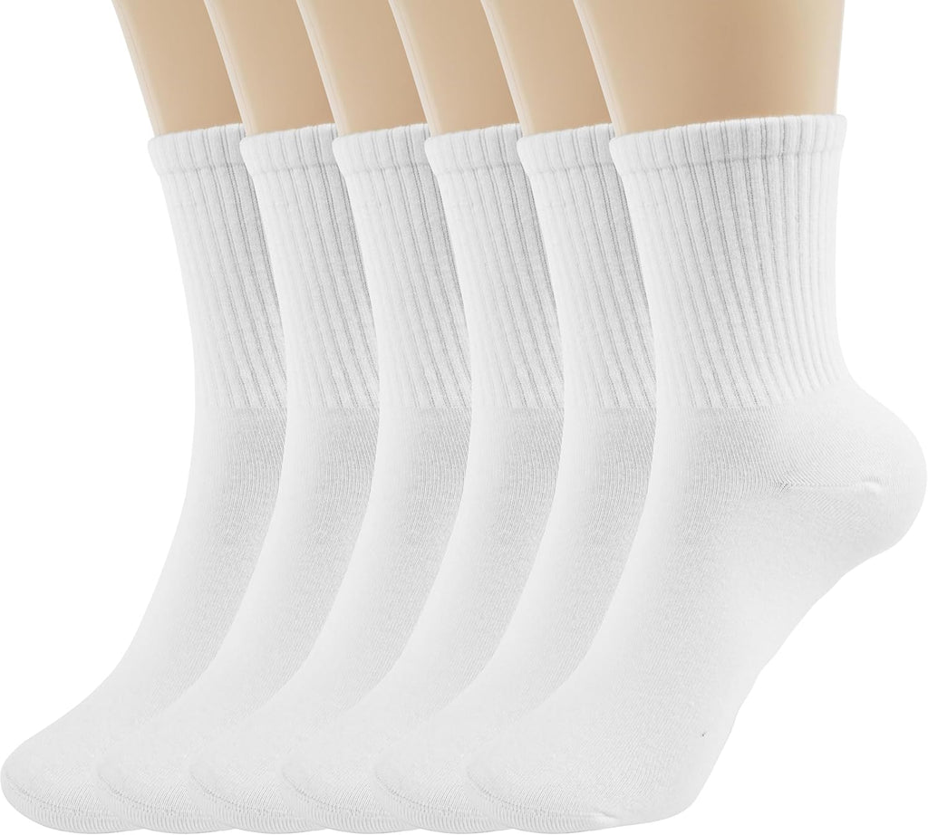 BomKinta Women Casual Calf Socks - Soft Cotton Crew Socks for Comfort | 6 Pairs, Size 5-10