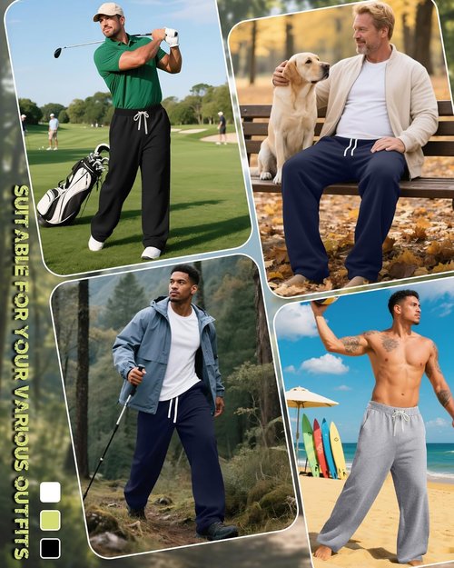 August Alley Big & Tall Men's Sweatpants - Open Bottom Athletic Pants with Drawstring & Pockets