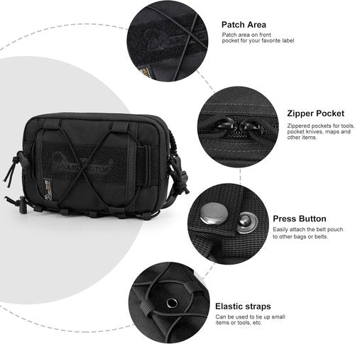 Mardingtop Molle Tactical Pouch - EDC Utility Bag with Shoulder Strap for Commuting & Hiking