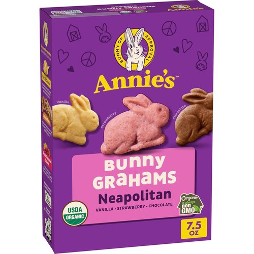 Annie's Organic Bunny Grahams - Neapolitan Flavor Snack - 7.5 Oz Box