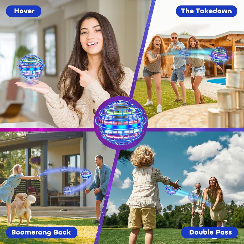 Tikduck Flying Orb Ball - Hand Controlled Mini Drone | Soaring Boomerang Spinner for Kids & Adults - Perfect Outdoor Gift