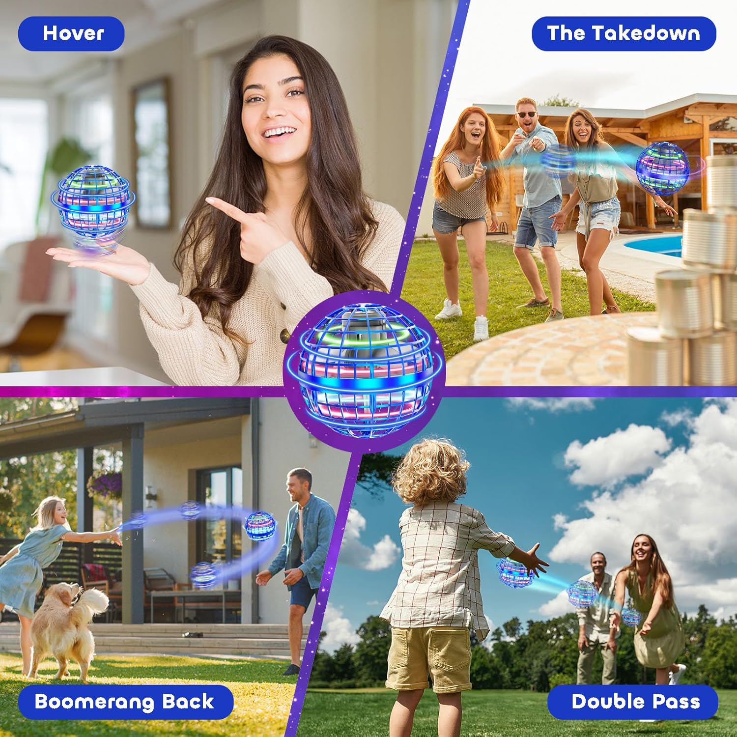 Tikduck Flying Orb Ball - Hand Controlled Mini Drone | Soaring Boomerang Spinner for Kids & Adults - Perfect Outdoor Gift