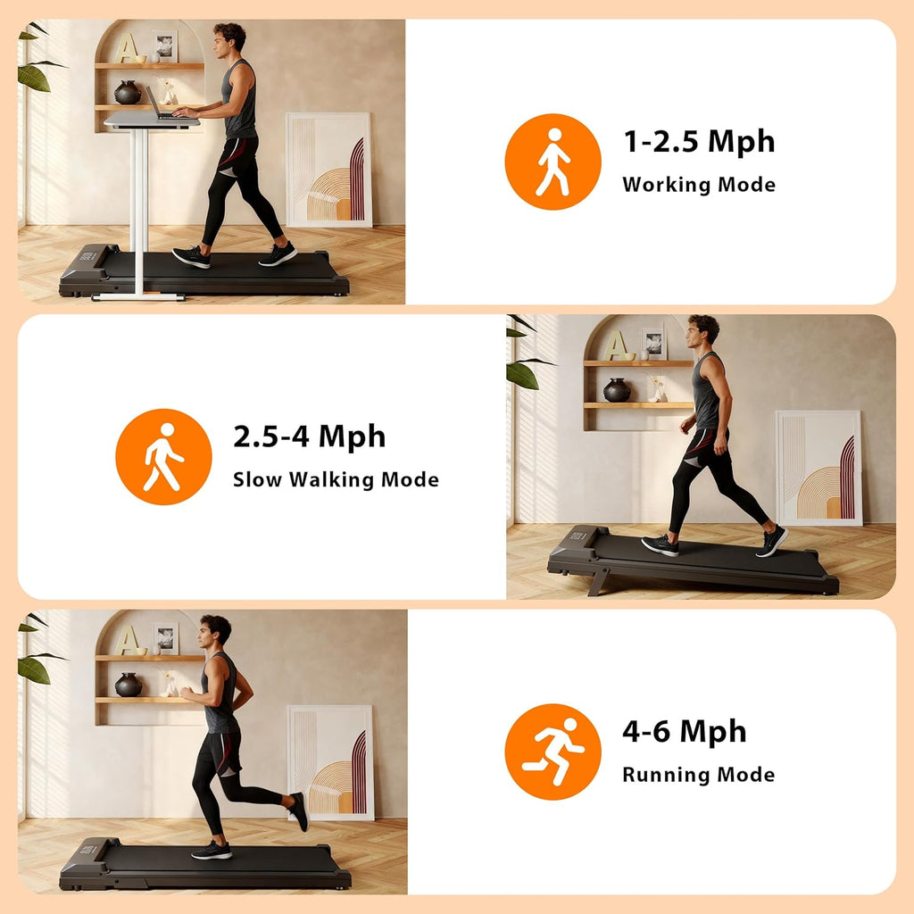 Skiennix Walking Pad Treadmill - Under Desk Design with Incline, 250 lbs Capacity, Remote Control, LED Display