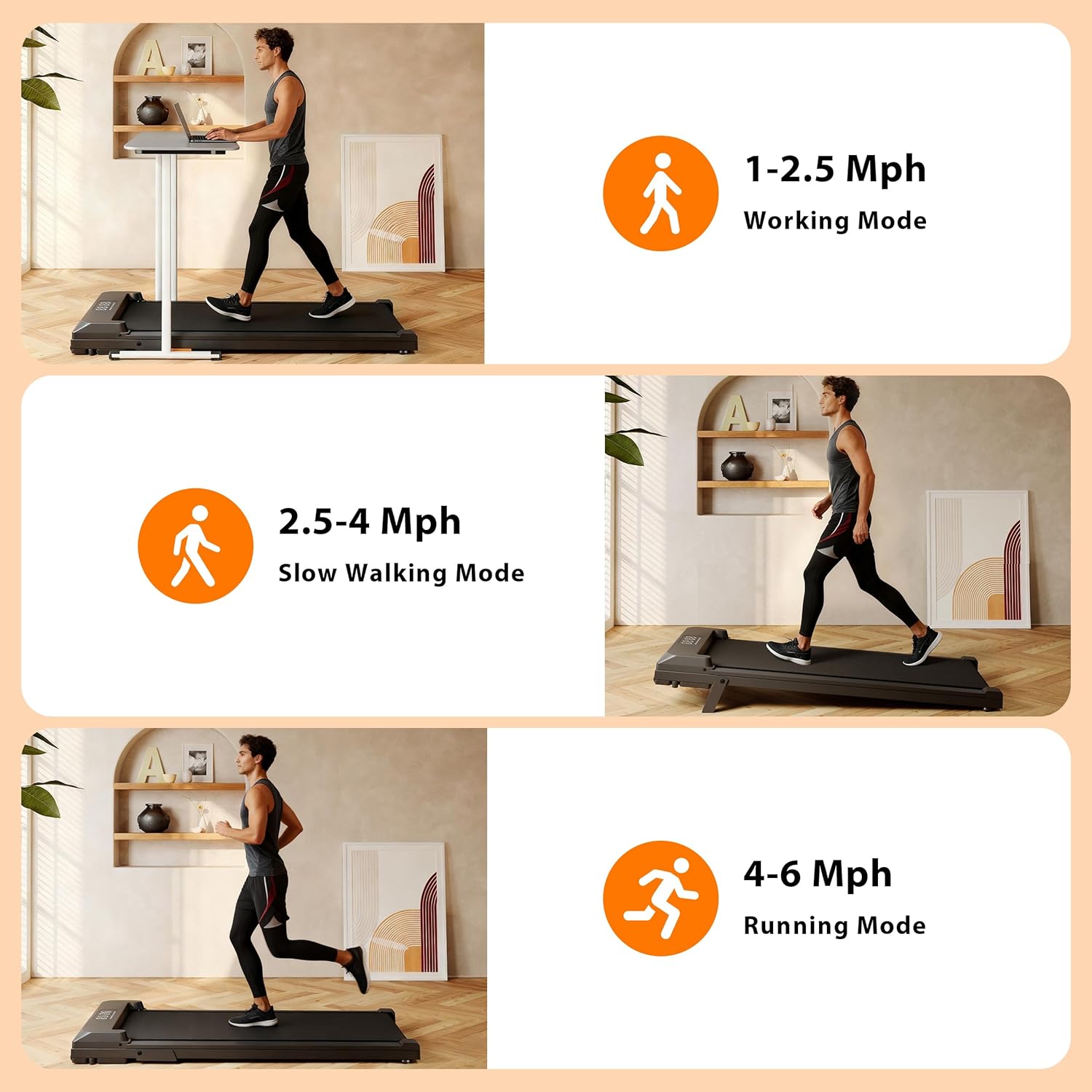 Skiennix Walking Pad Treadmill - Under Desk Design with Incline, 250 lbs Capacity, Remote Control, LED Display