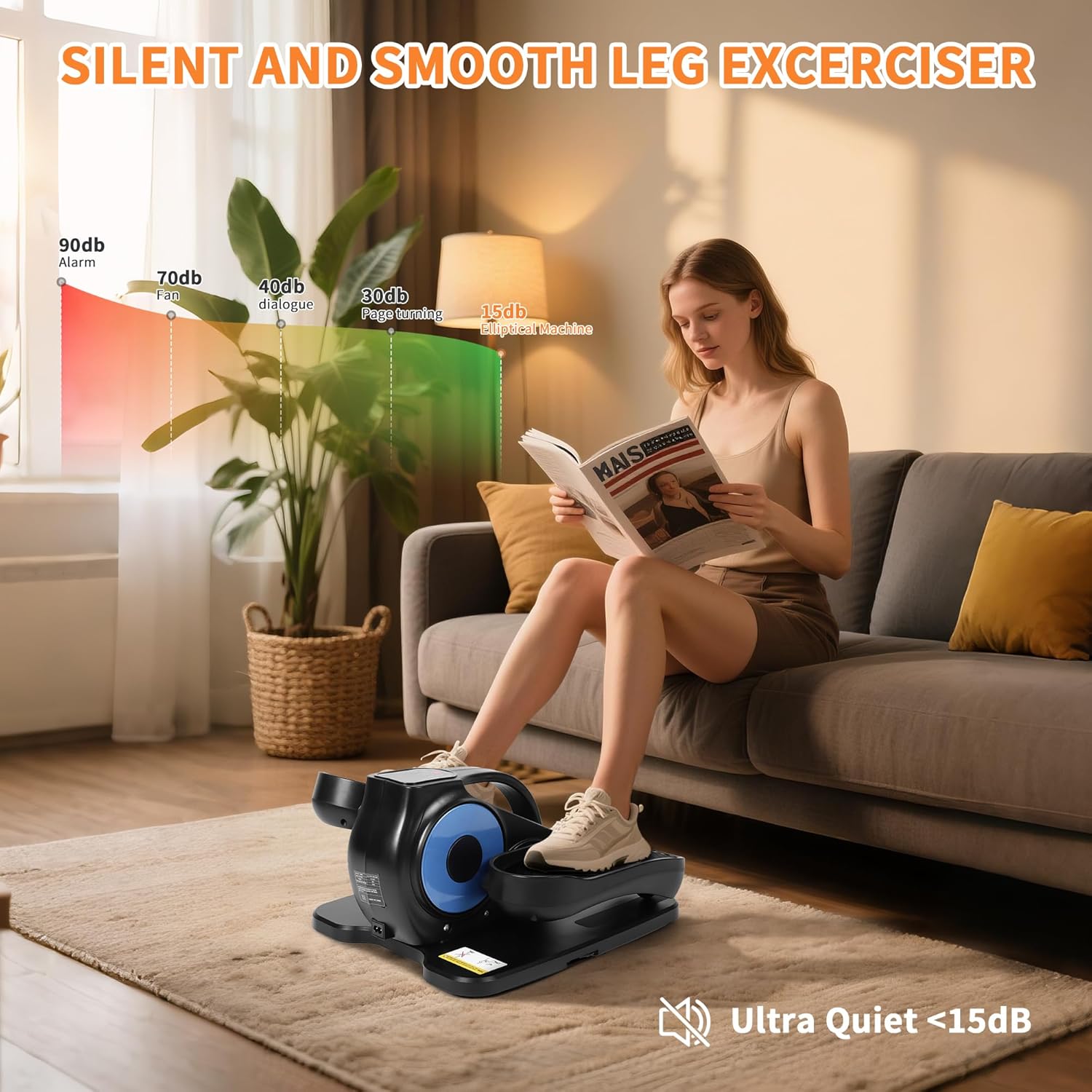 Under Desk Elliptical Machine by [Brand Name] - Portable Leg Exerciser with 12 Speeds & Modes | Ideal for Seniors