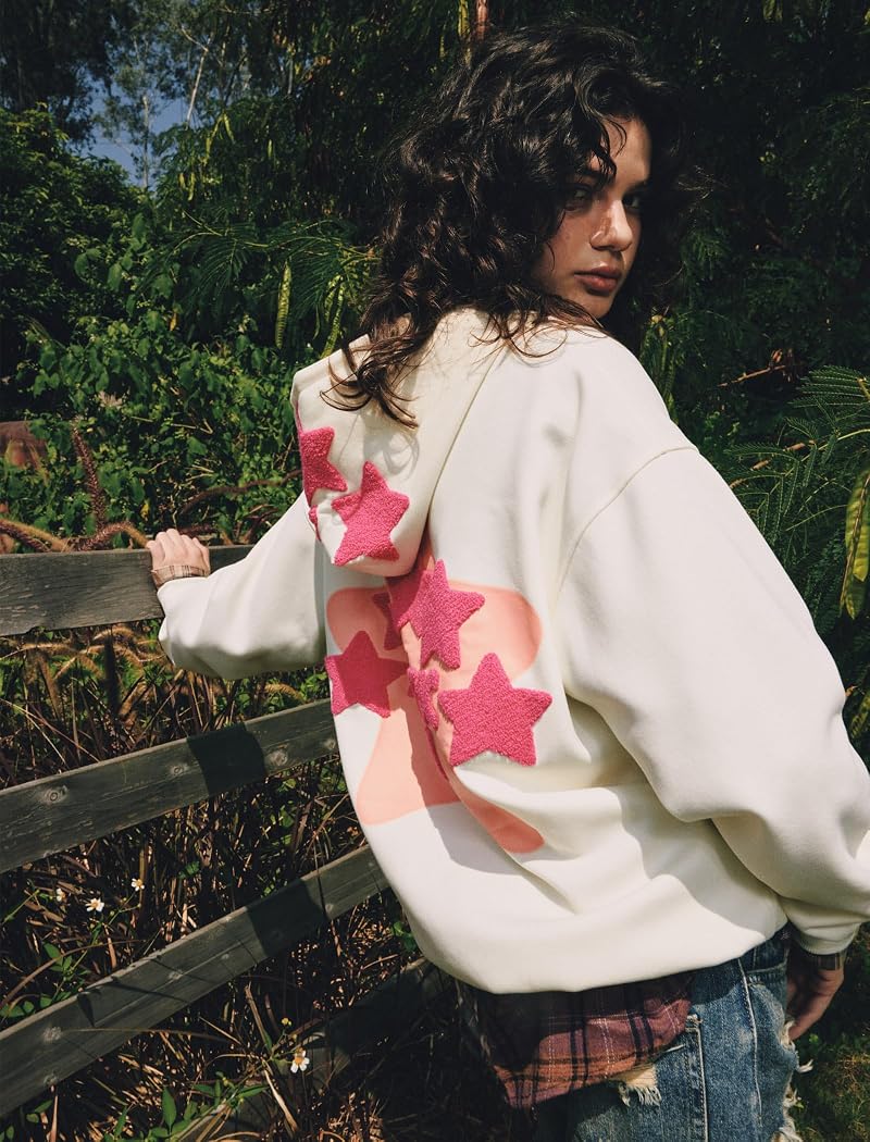 Aelfric Eden Aa01-Beige Small Graphic Hoodie Men Y2K Oversized Streetwear