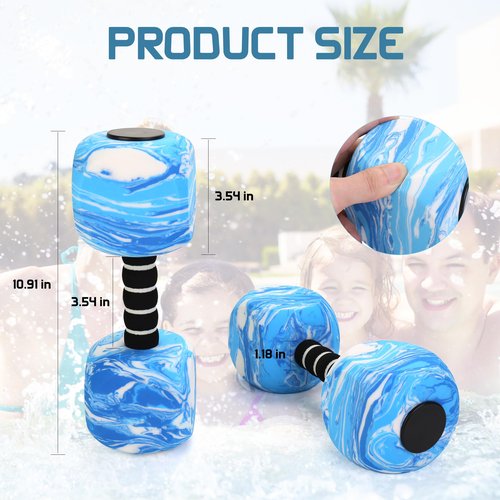 DricRoda 2pcs Water Weights for Pool Exercise, EVA-Foam Water Aerobics Equipment, Pool Dumbbells for Women,Kids,Seniors, Water Workouts, Weight Loss(Blue)