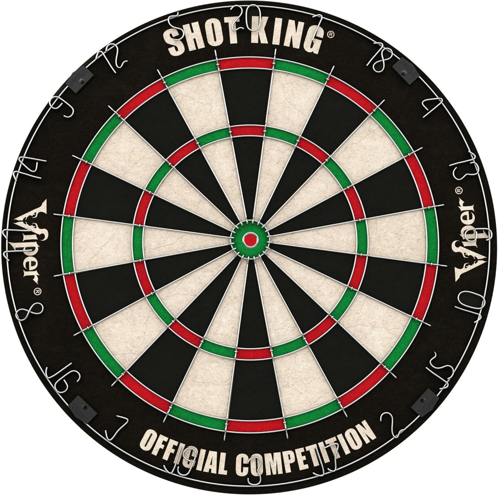 Viper by GLD Products Shot King Dartboard Set - Regulation Bristle Steel Tip with Rotating Number Ring & 6 Darts - Black