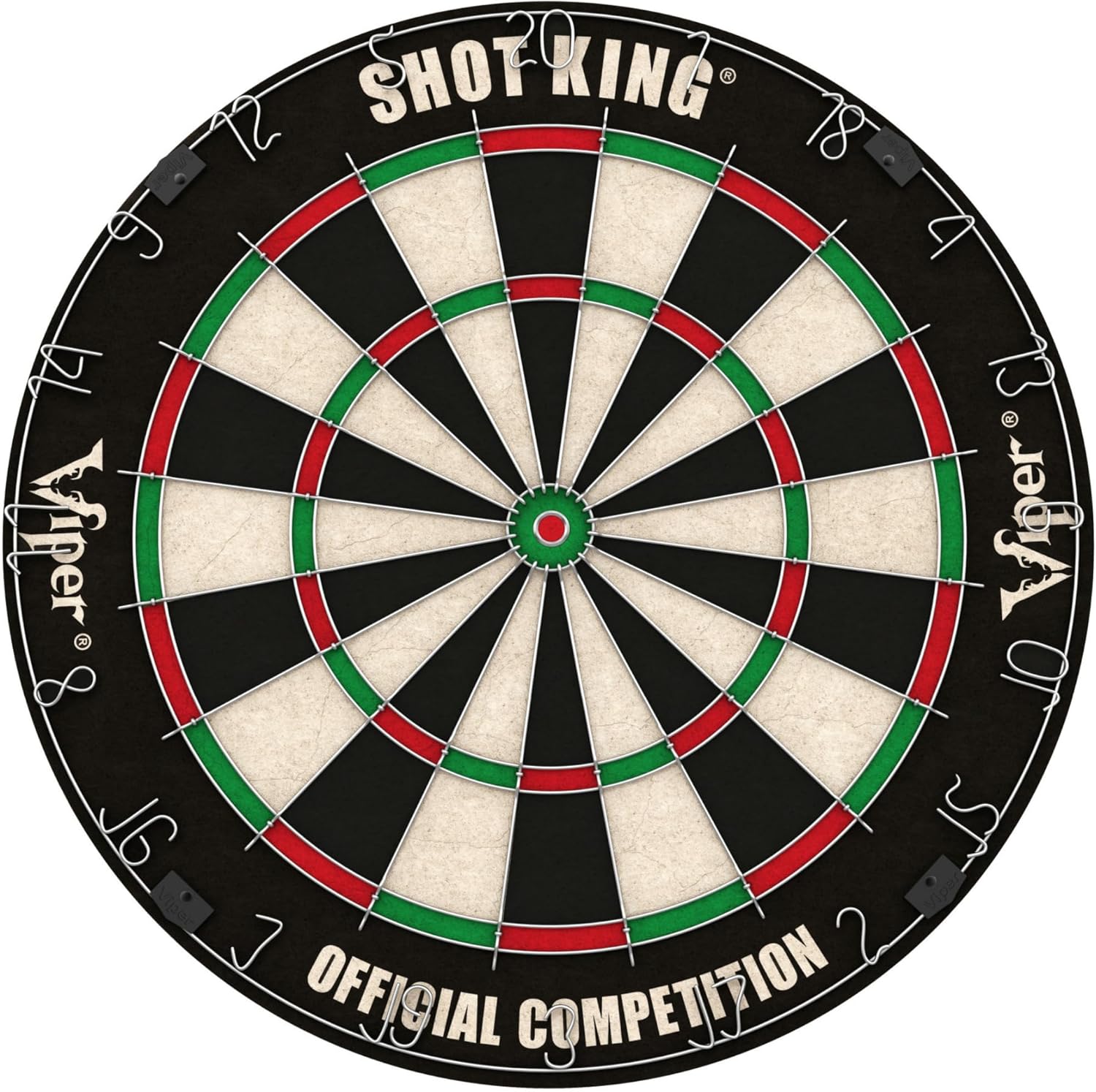 Viper by GLD Products Shot King Dartboard Set - Regulation Bristle Steel Tip with Rotating Number Ring & 6 Darts - Black