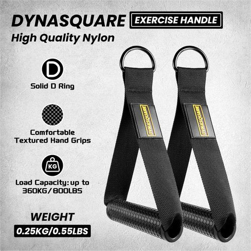 DYNASQUARE Cable Machine Attachments Set Combo, LAT Pulldown Attachments with Exercise Handles & Ankle Straps (Black)