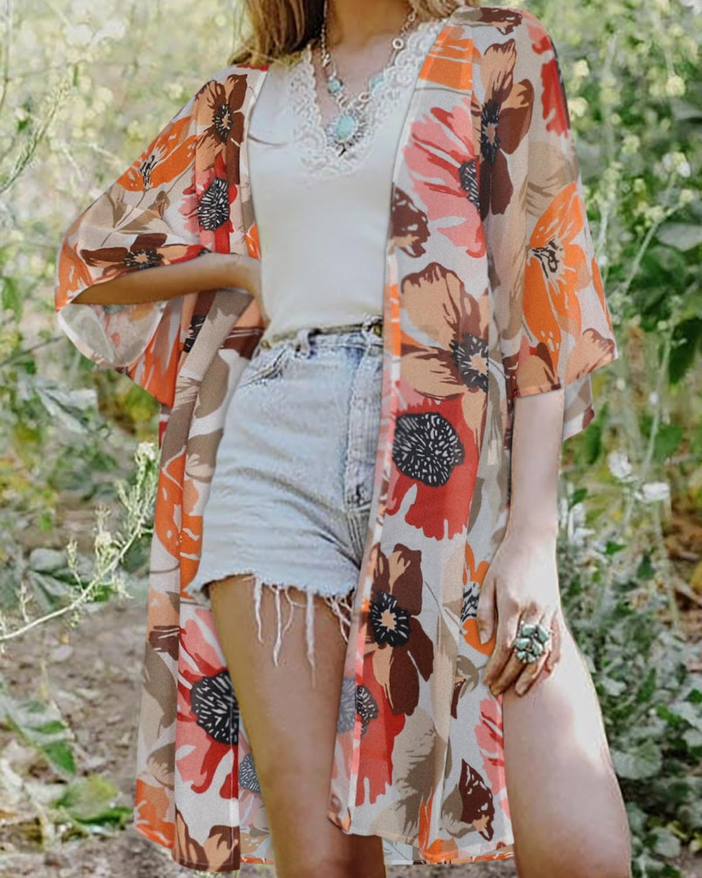 Skiennix Women's Kimono Swimsuit Cover-Up - Casual Loose Cardigan for Summer Beach Wear