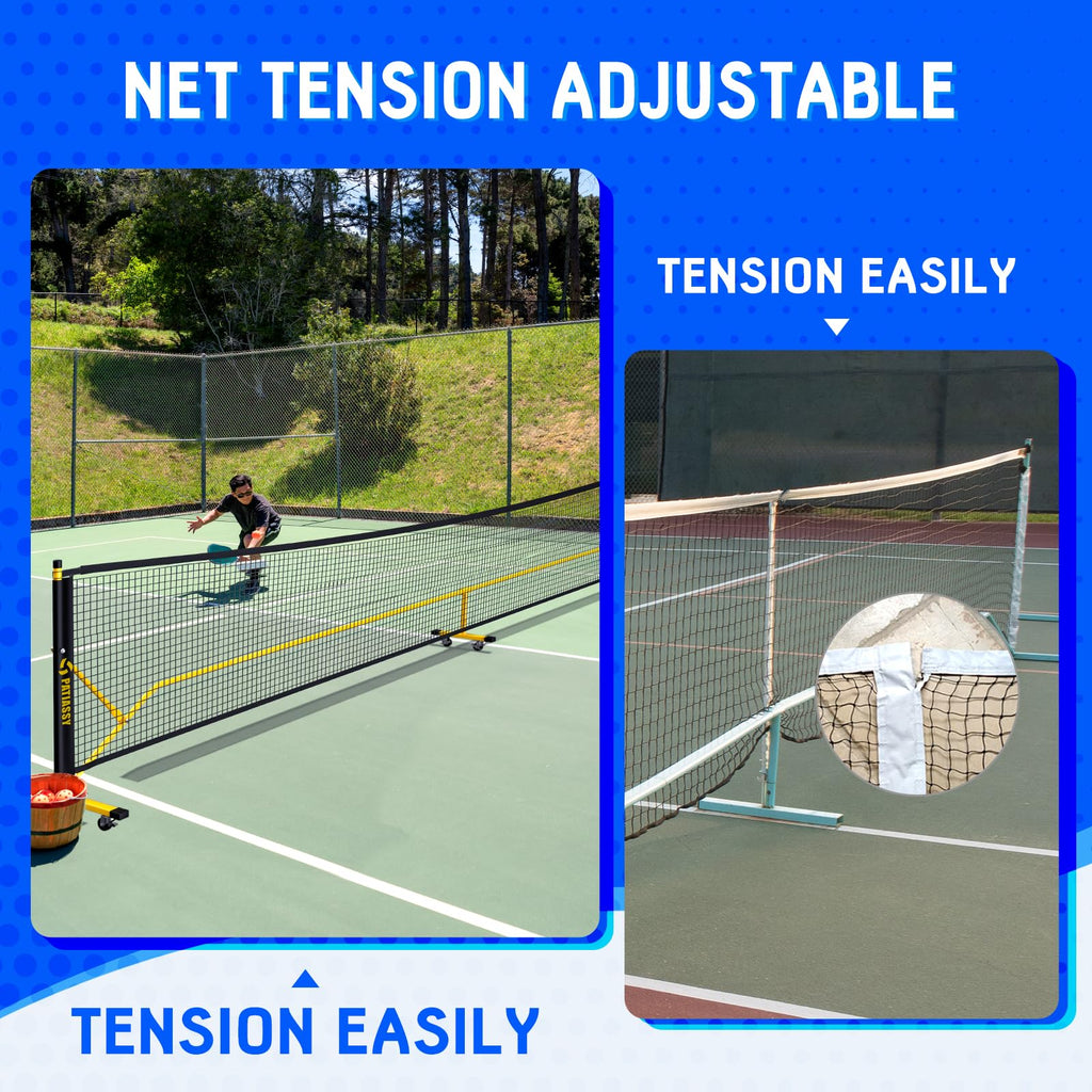 Patiassy Tournament-Grade Pickleball Net, IFP/USAPA Standards Regulation Size, Rust-Resistant Aluminum Frame with Tension System for Semi-Permanent or Mobile Use Blue