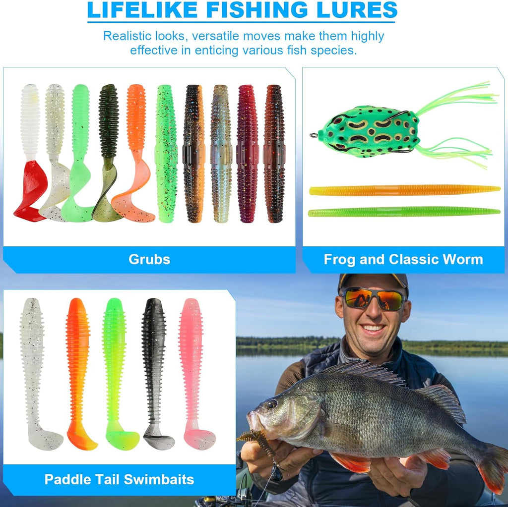 TCMBY Tackle Box - 3 Layers with 321Pcs Fishing Lures Kit, Pliers, Hooks & Accessories - Ideal Gift for Men