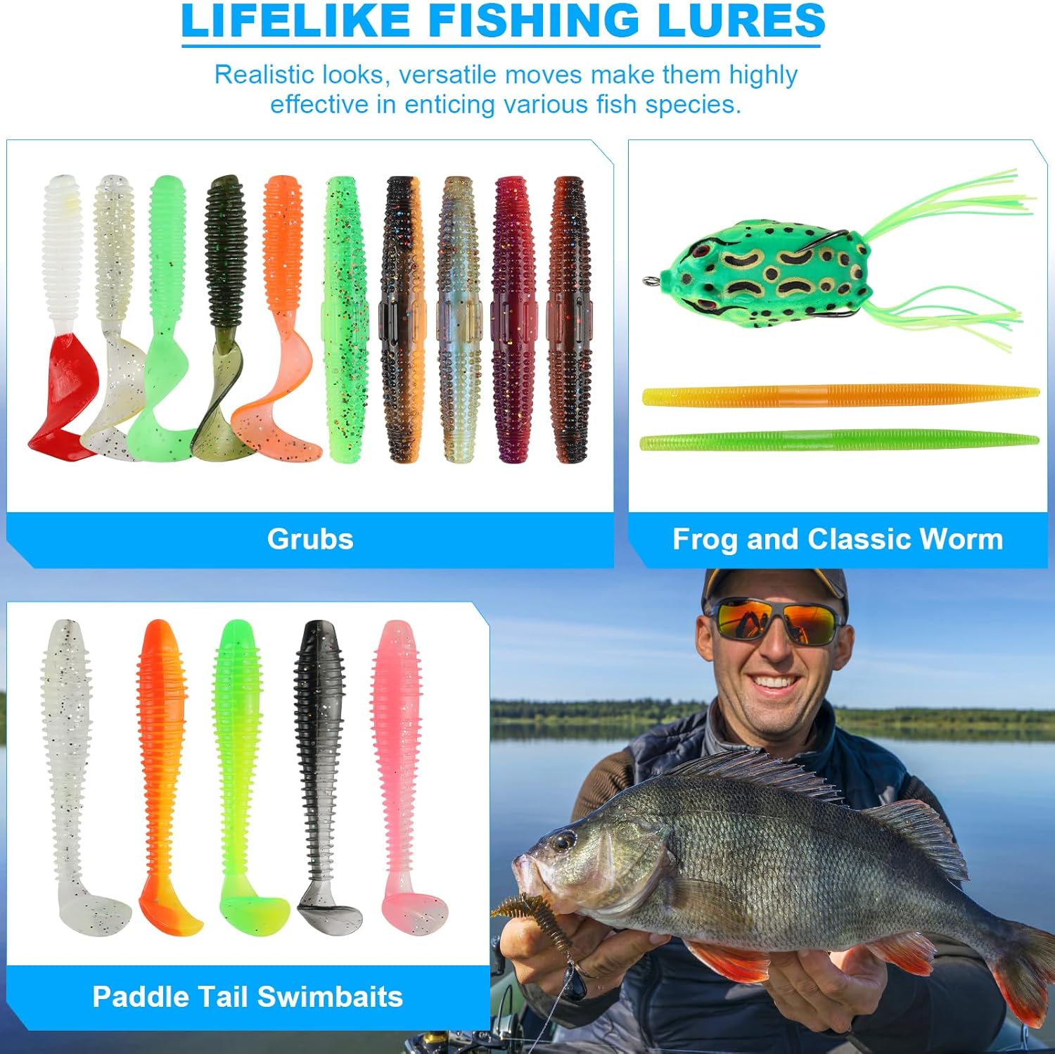 TCMBY Tackle Box - 3 Layers with 321Pcs Fishing Lures Kit, Pliers, Hooks & Accessories - Ideal Gift for Men