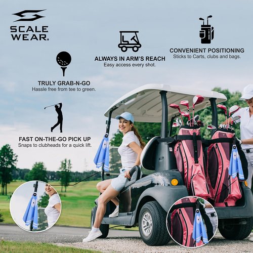 Scale Wear Design Magnetic Microfiber Waffle Disc Golf Towel – Large 16"x24" Clean Golf Club Ball Magnet Clip Hang Bag Cart Strong Premium Strength Ultra Absorbent Gear Blue Men (Towel Guy)