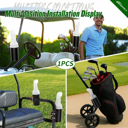 MUMPPRCE Golf Cart Sand Bottle with Holder No Drilling Required, Universal Golf Cart Sand Pots Fit Club Car, EZGO, Yamaha Models, Divot Filler Sand Bottle, Large Capacity and Easy to Install, 1PCS