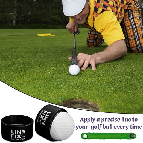 GrooveFix LineFix360 (Black) Golf Ball Alignment Marker – Precision 360° Line Tool for Enhanced Putting Accuracy