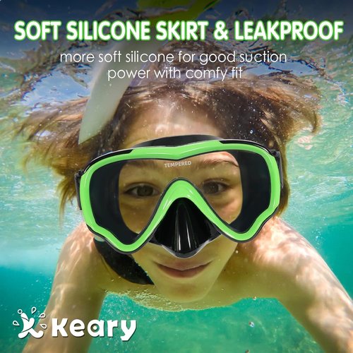 Keary Kids Swim Goggles - Anti-Fog Swimming Mask with Nose Cover for Ages 5-15 | Comfortable Fit