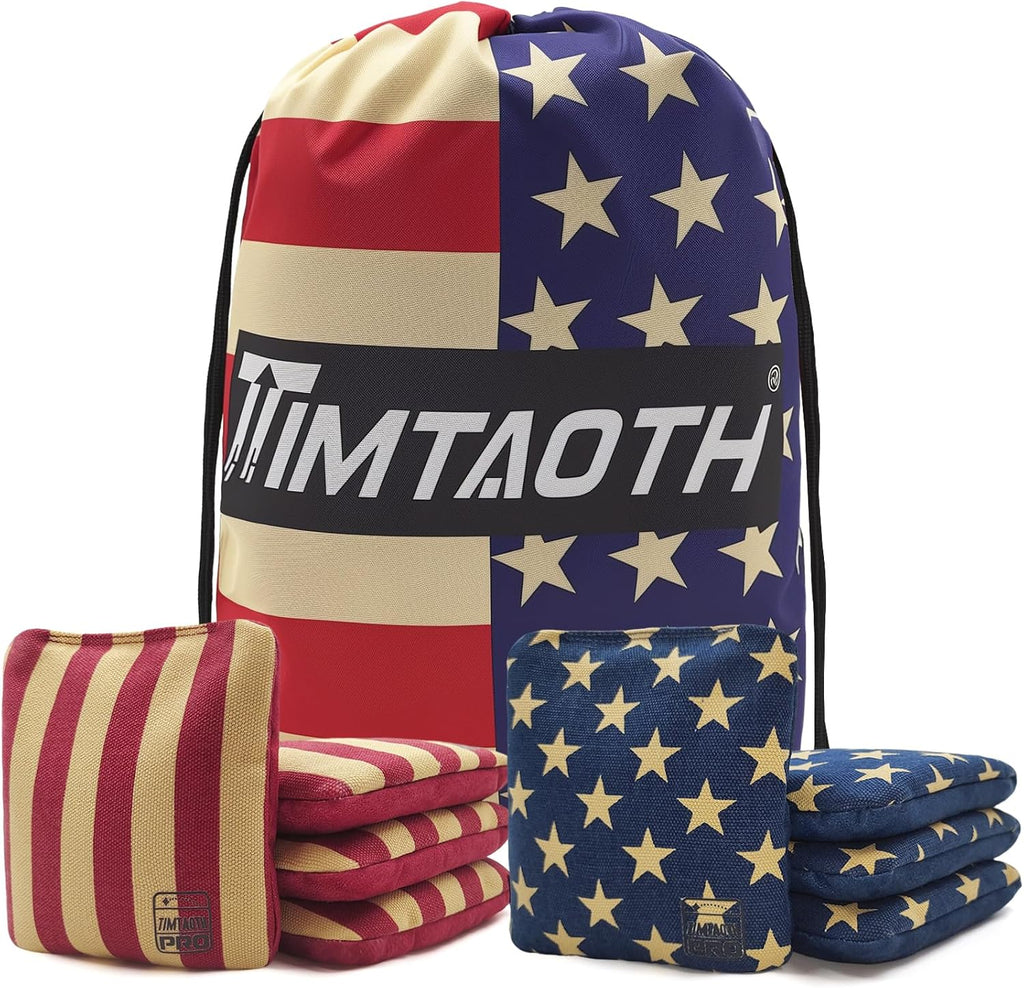 Professional Cornhole Bags Set of 8 - Dual Sided Slick and Stick Design for Regulation Play