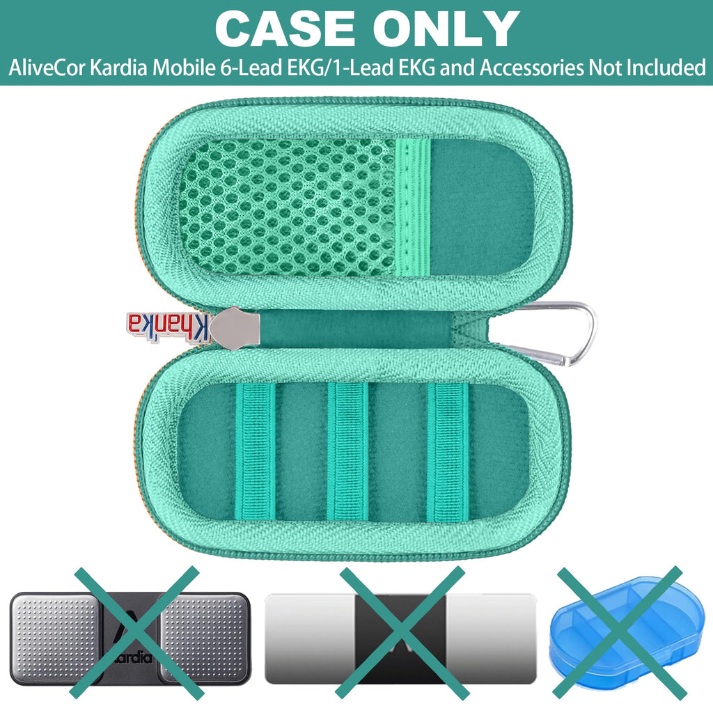 khanka Hard Case for AliveCor KardiaMobile ECG Monitor, Fits KardiaMobile 6L/6L Max, 6-Lead Personal EKG Device, Portable Heart Monitor Storage (Case Only)（Teal）