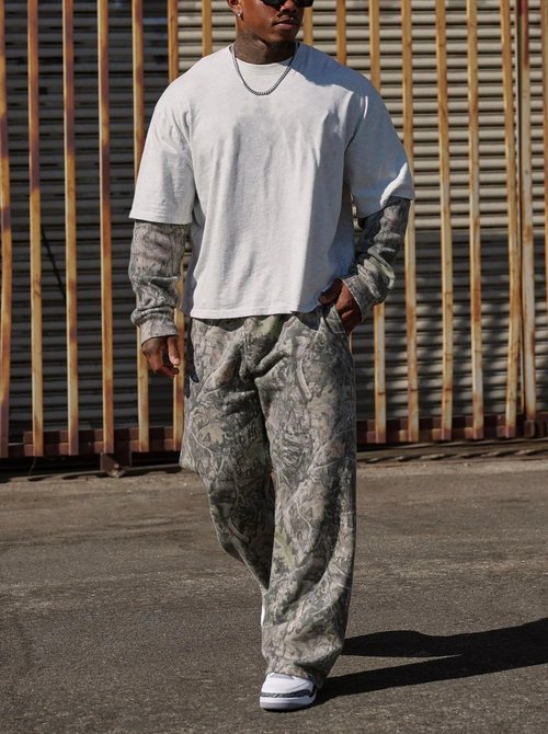 MSBESYOR Mens Baggy Camo Graphic Print Sweatpants Workout Athletic Joggers Pants for Men Wide Leg Hunting Sweat Pant