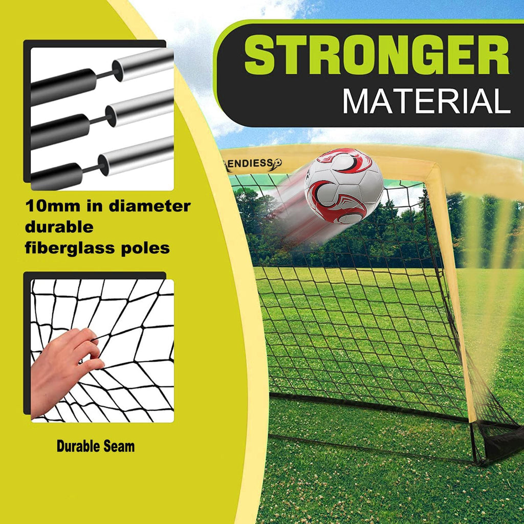 Skiennix Kids Soccer Goals - Durable 4'x3' Pop Up Net Set with Ball, Pump, Cones & Carry Bag