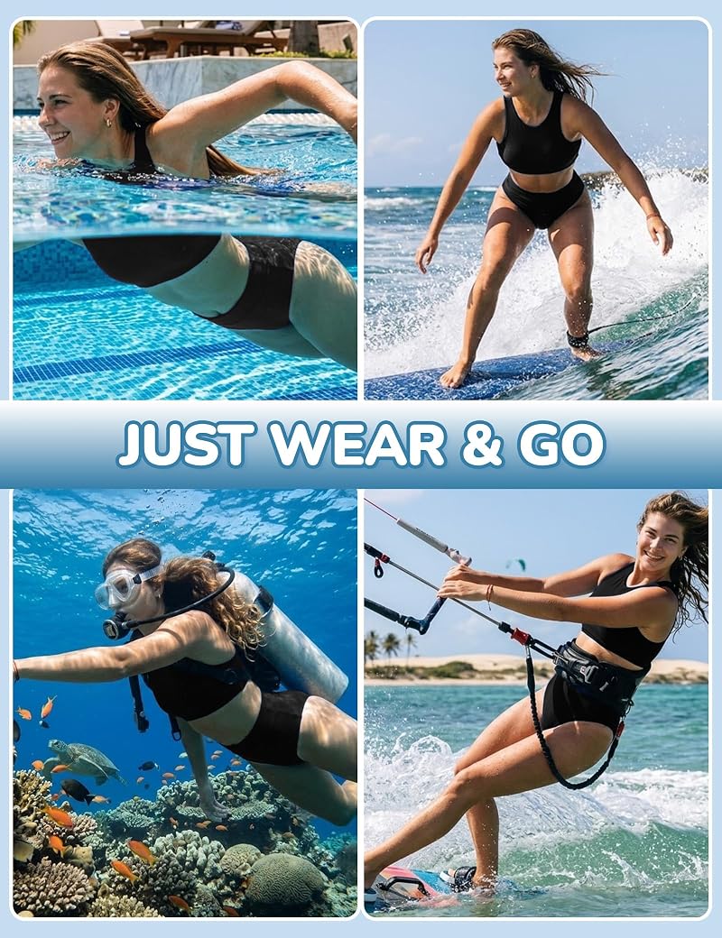 Period Swim Bottoms High-Waist Tankini with Built-In Absorbent Liner, Black, Medium