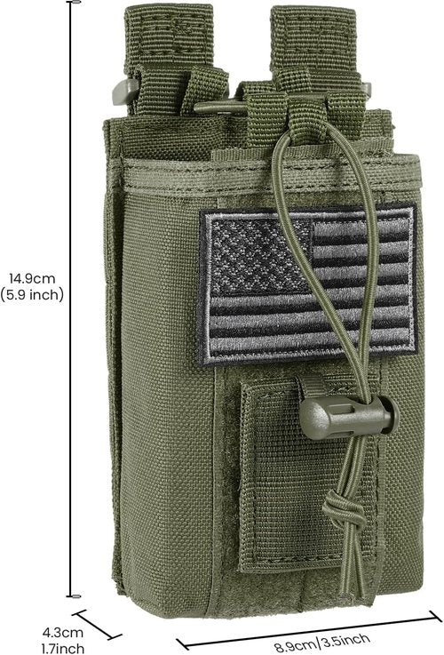 FRTKK Tactical Radio Holder - Heavy Duty Molle Pouch for Two-Way Walkie Talkies | Army Green